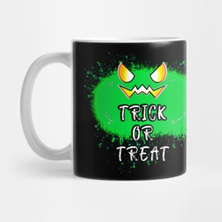 Trick or Treat Jack O Lantern Green Pumpkin Splat Mug